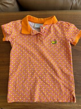 Masters Orange Diamond Print Polo with Yellow Logo